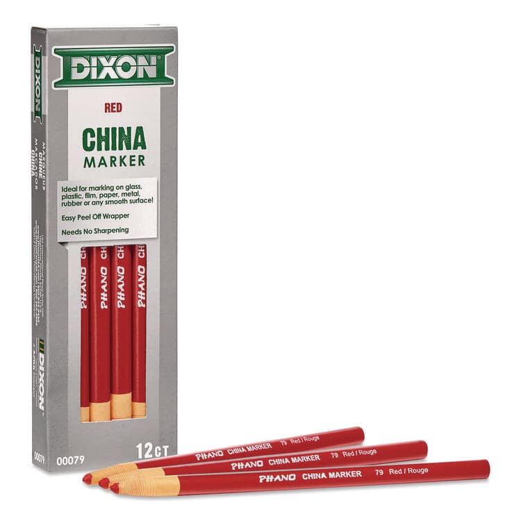 DIXON TICONDEROGA CO. China Marker, 0.37" x 7", Red, 12/Pack (DIX000790002) thumbnail 2