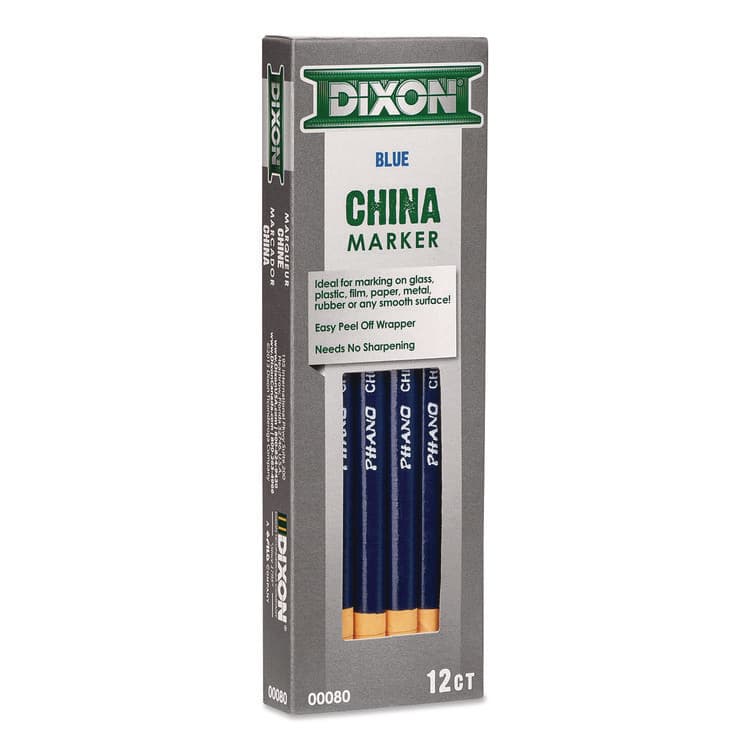 DIXON TICONDEROGA CO. China Marker, 0.37" x 7", Blue, 12/Pack (DIX000800002)