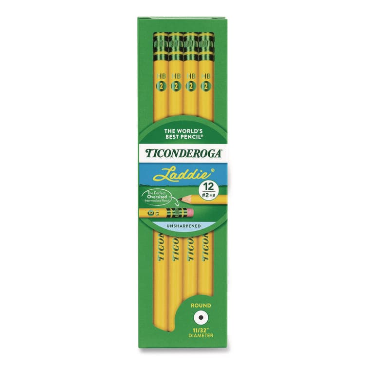 DIXON TICONDEROGA CO. Ticonderoga Laddie Woodcase Pencil with Microban, HB (#2), Black Lead, Yellow Barrel, 12/Pack (DIX133040002)