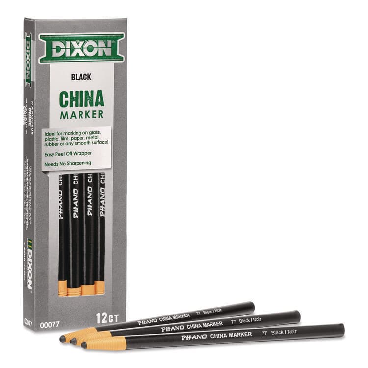 DIXON TICONDEROGA CO. China Marker, 0.37" x 7", Black, 12/Pack (DIX000770002) thumbnail 2