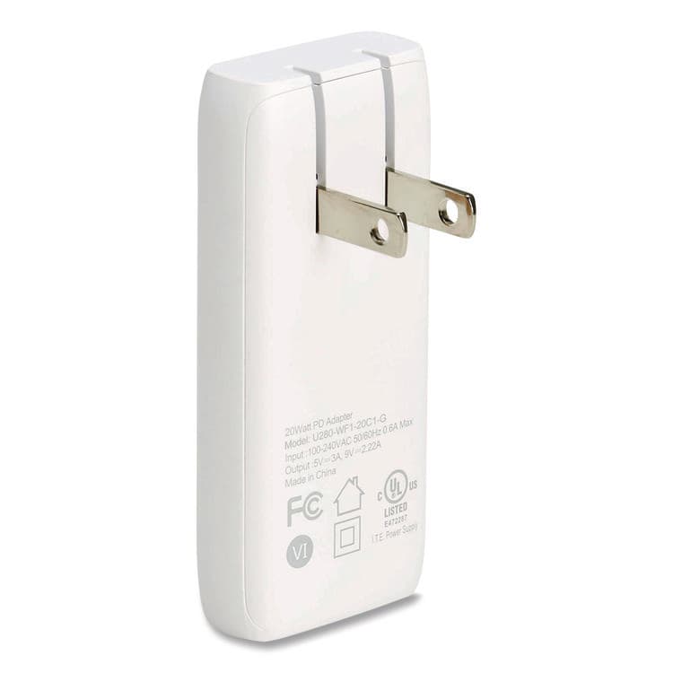 EATON CORPORATION Flat One-Port USB-C Wall Charger with GaN Technology, White (TRPU280WF120C1G) thumbnail 3