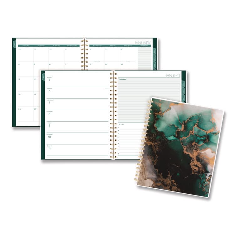 MEAD PRODUCTS Emerald Isle Weekly/Monthly Planner, 11 x 8.5, Green Marbled Cover, 12-Month (Jan-Dec): 2026 (AAG1758905)