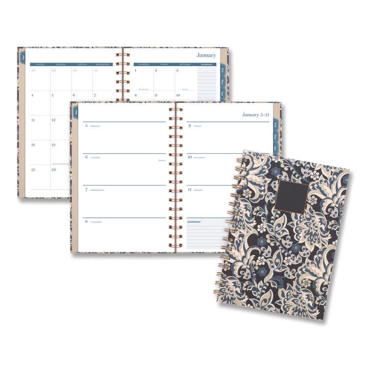 MEAD PRODUCTS Elizabeth Weekly/Monthly Planner, 8.5 x 5.5, Floral Artwork, Blue Cover, 12-Month (Jan-Dec): 2026 (AAG1763200)