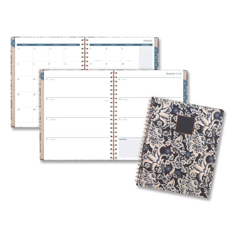MEAD PRODUCTS Elizabeth Weekly/Monthly Planner, 11 x 8.5, Floral Artwork, Blue Cover, 12-Month (Jan-Dec): 2026 (AAG1763905)