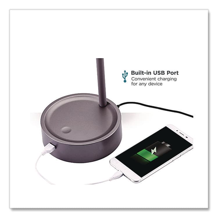 BLACK & DECKER Flexible Gooseneck LED Desk Lamp, with USB Port, Gray (BLDVLED1812GRBD) thumbnail 3