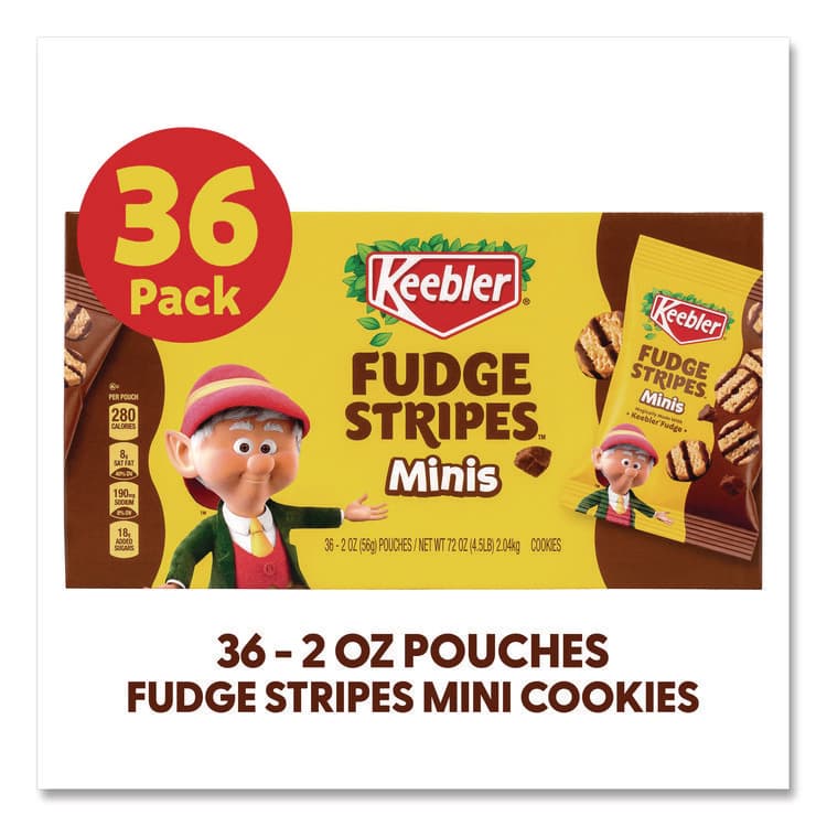 KELLOGG'S Mini Cookies, Fudge Stripes, 2 oz Pouch, 36/Box (GRR22002517) thumbnail 3