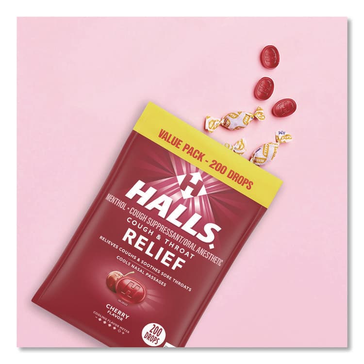 MONDELEZ INTERNATIONAL Relief Cough Drops - Value Size, Cherry, 200/Pack (GRR22002530) thumbnail 3