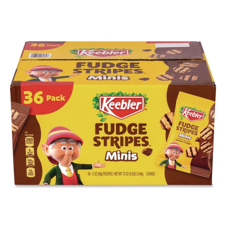 KELLOGG'S Mini Cookies, Fudge Stripes, 2 oz Pouch, 36/Box (GRR22002517)