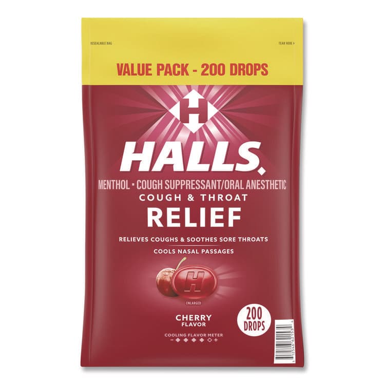 MONDELEZ INTERNATIONAL Relief Cough Drops - Value Size, Cherry, 200/Pack (GRR22002530)