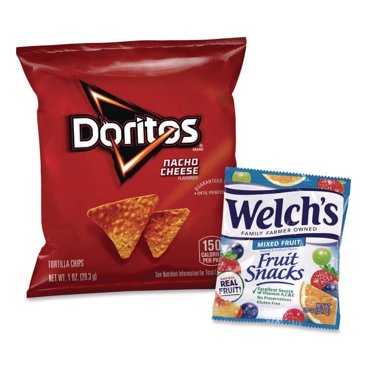 SNACK BOX PROS Doritos Nacho Cheese Tortilla Chips and Welch's Mixed Fruit Snacks, (50) 1oz Bag Chips, (66) 0.8 oz Pouch Fruit Snacks/Bundle (GRR60004174) thumbnail 3