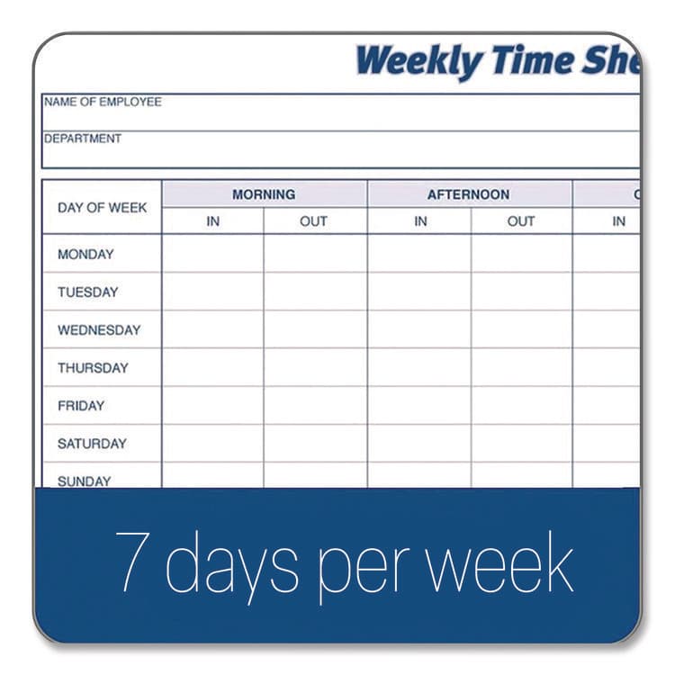 CARDINAL BRANDS . Weekly Time Sheets, One Part (No Copies), 8.5 x 5.5, 100 Forms/Pad, 2 Pads/Pack (ABF9507ABF) thumbnail 3