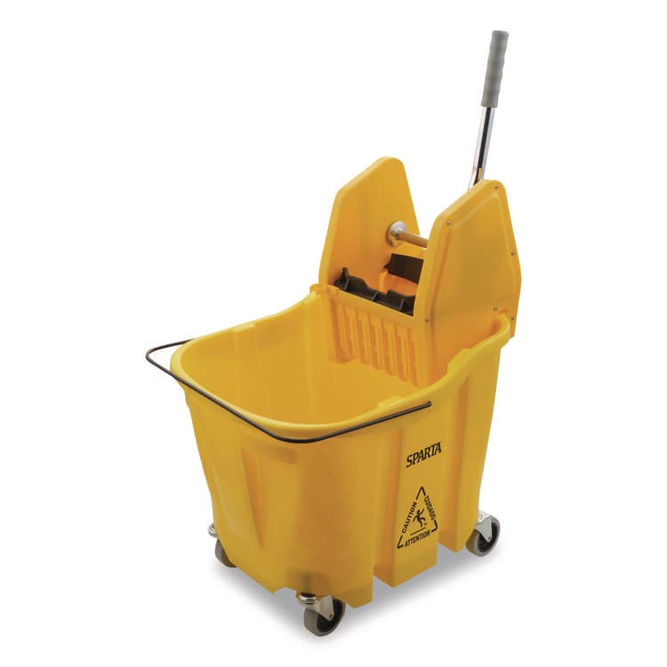 CFS BRANDS OmniFit Mop Bucket with Down Press Wringer, 35 qt, Yellow (CFS4690404)