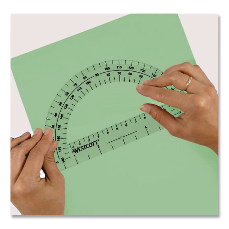 ACME UNITED CORPORATION 180 Degree Protractor, Plastic, 6" Ruler Edge/180 Degree, Clear (ACM11200) thumbnail 3