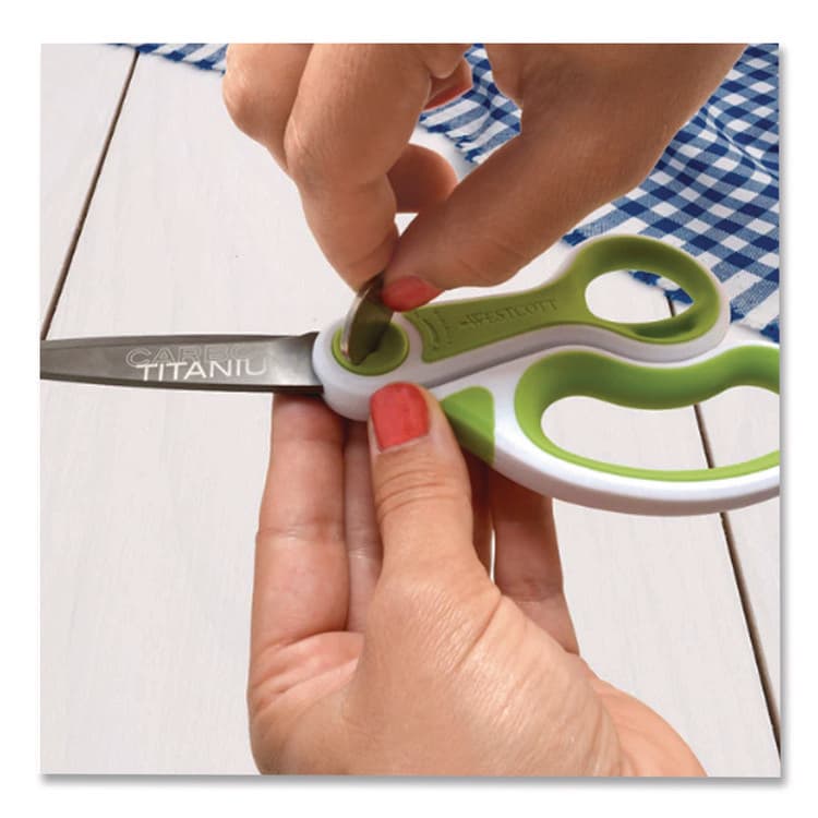 ACME UNITED CORPORATION CarboTitanium Bonded Scissors, 8" Long, 3.25" Cut Length, Straight White/Green Handle (ACM17444) thumbnail 4