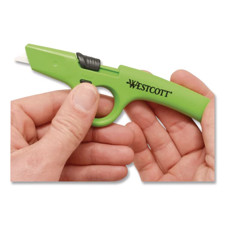 ACME UNITED CORPORATION Full Size Retractable Box Cutter, Plastic Handle, Green, 6/Box (ACM17530) thumbnail 3
