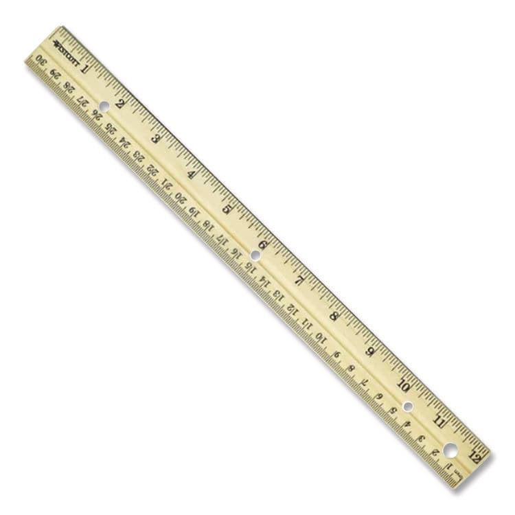 ACME UNITED CORPORATION Three-Hole Punched Wood Ruler, Standard/Metric, 12" (30 cm) Long, Natural Wood, 36/Box (ACM17724) thumbnail 3