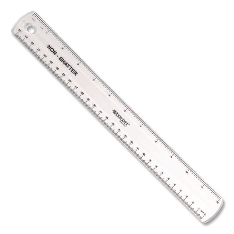 ACME UNITED CORPORATION Non-Shatter Flexible Ruler, Standard/Metric, 12" (30 cm) Long, Plastic, Clear, 12/Box (ACM17725) thumbnail 2