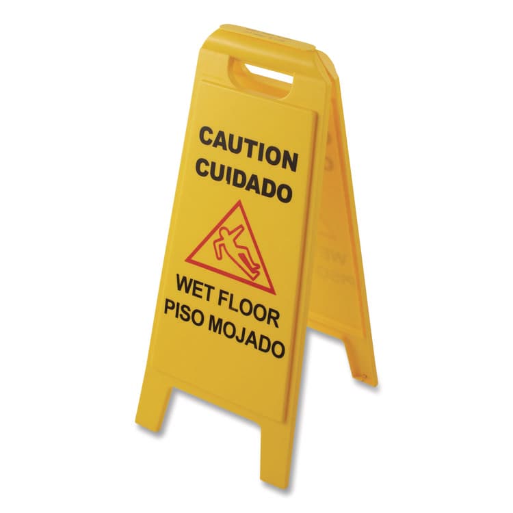 CFS BRANDS Wet Floor Sign (English/Spanish), 11 x 25 x 25, Yellow (CFS3690000)
