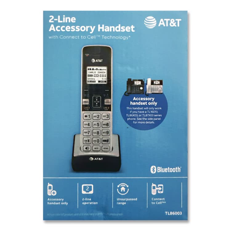 VTECH COMMUNICATIONS TL86003 Cordless Telephone Handset for TL86103 System, Silver/Black (ATTTL86003) thumbnail 4