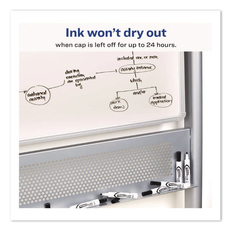 AVERY PRODUCTS CORPORATION MARKS A LOT Desk-Style Dry Erase Markers, Broad Chisel Tip, Black (AVE24408EA) thumbnail 2