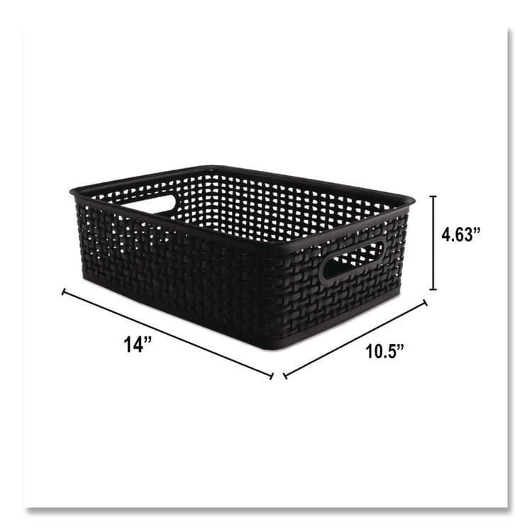ADVANTUS CORPORATION Plastic Weave Bin, Medium, 14" x 10.5" x 4.63", Black (AVT36003) thumbnail 4
