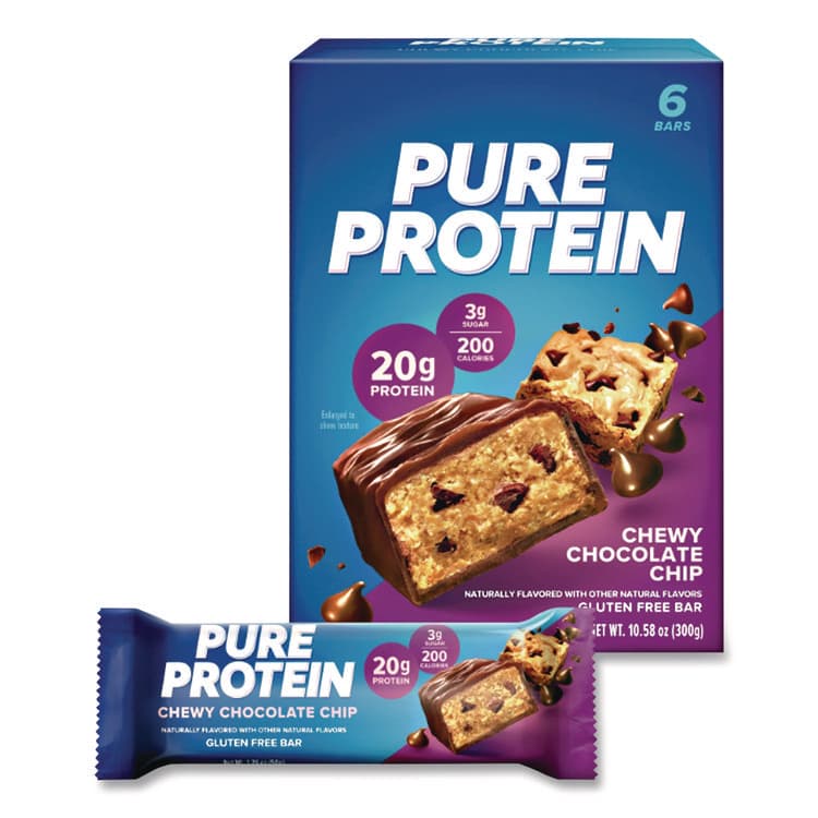 THE BALANCE BAR COMPANY Pure Protein Bar, Chewy Chocolate Chip, 1.76 oz Bar, 6/Box (BCBNRN13353)