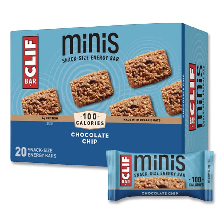 CLIF BAR & COMPANY Energy Bar, Mini Chocolate Chip, 0.99 oz Bar, 20/Box (CBCCCC37654)