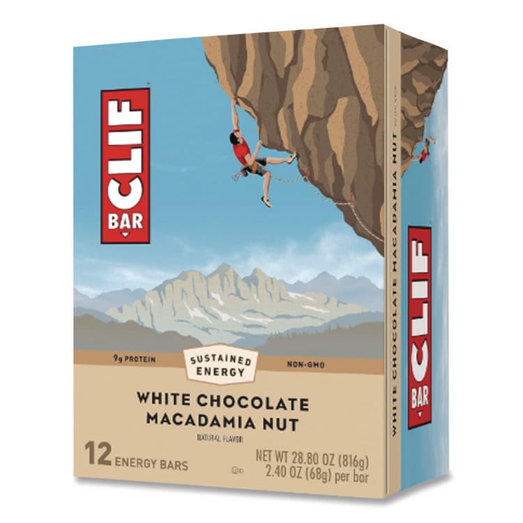 CLIF BAR & COMPANY Energy Bar, White Chocolate Macadamia Nut, 2.4 oz Bar, 12 Bars/Box (CBCCCC161009)