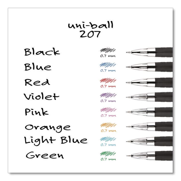 UNI Signo 207 Gel Pen, Retractable, Medium 0.7 mm, Black Ink, Smoke/Black Barrel, Dozen (UBC33950) thumbnail 4
