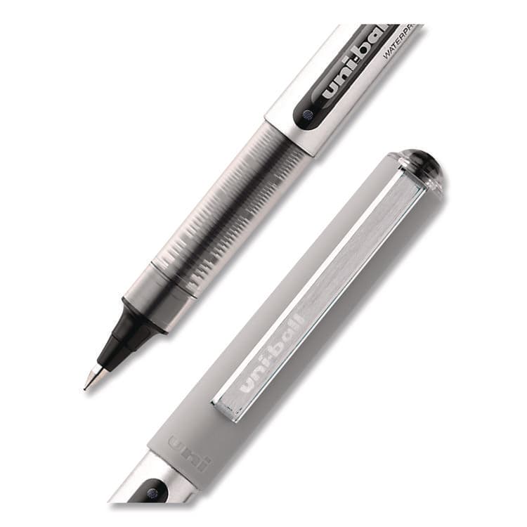 UNI VISION Rollerball Pen, Stick, Fine 0.7 mm, Black Ink, Silver/Black/Clear Barrel, Dozen (UBC60126) thumbnail 2