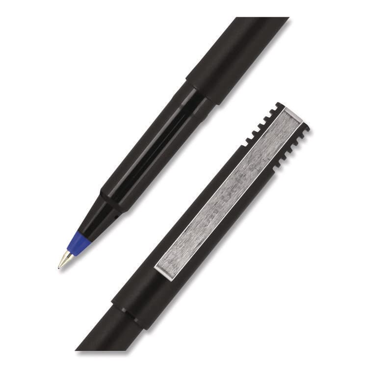 UNI Rollerball Pen, Stick, Micro 0.5 mm, Blue Ink, Black/Blue Barrel, Dozen (UBC60153) thumbnail 2