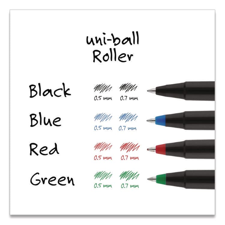 UNI Rollerball Pen, Stick, Micro 0.5 mm, Blue Ink, Black/Blue Barrel, Dozen (UBC60153) thumbnail 4