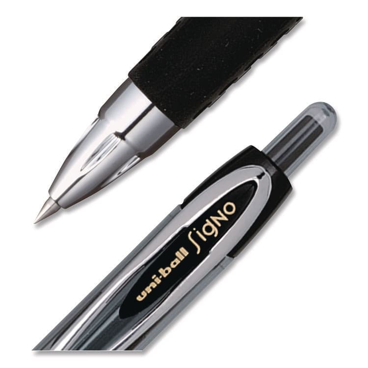 UNI Signo 207 Gel Pen, Retractable, Fine 0.5 mm, Black Ink, Smoke/Black Barrel, Dozen (UBC61255) thumbnail 2