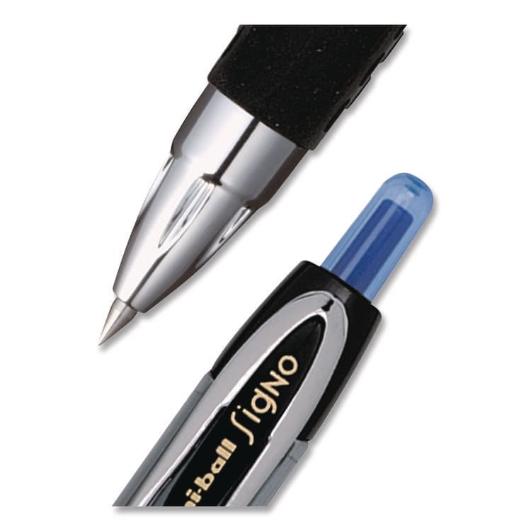 UNI Signo 207 Gel Pen, Retractable, Fine 0.5 mm, Blue Ink, Smoke/Black/Blue Barrel, Dozen (UBC61256) thumbnail 2