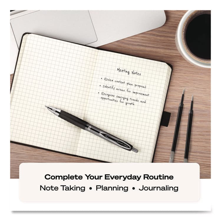 UNI Signo 207 Gel Pen, Retractable, Fine 0.5 mm, Blue Ink, Smoke/Black/Blue Barrel, Dozen (UBC61256) thumbnail 4