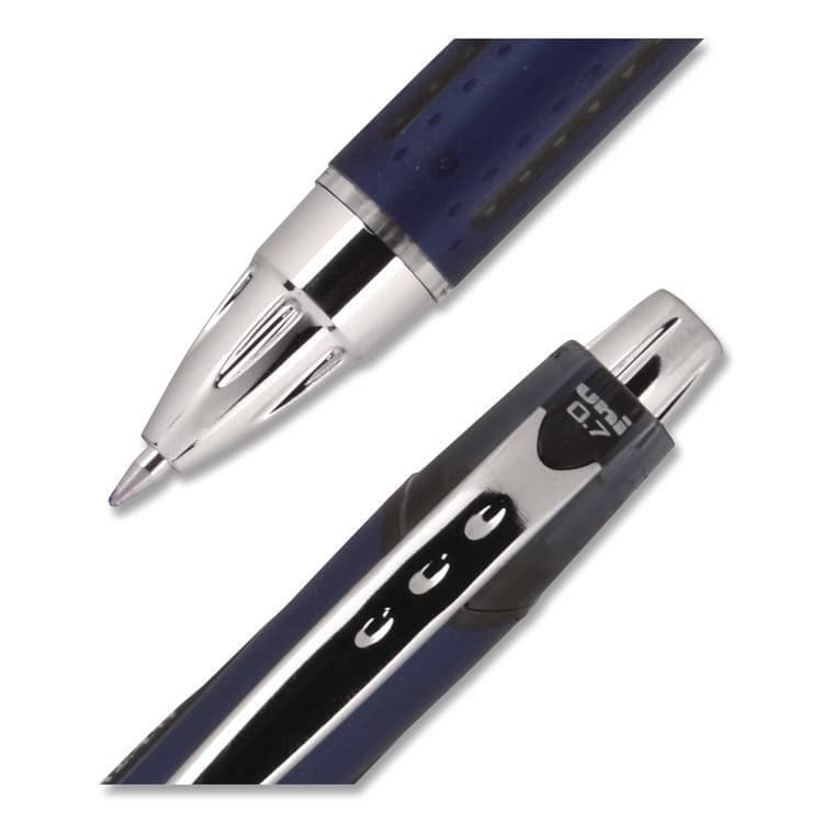 UNI Jetstream Hybrid Gel Pen, Retractable, Fine 0.7 mm, Black Ink, Blue/Silver Barrel (UBC62152) thumbnail 2