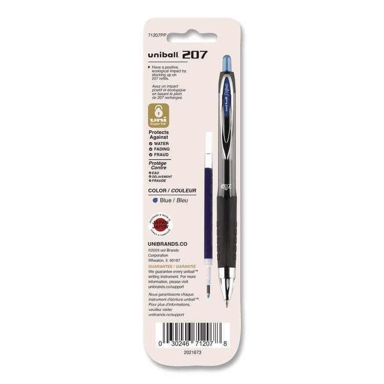 UNI Refill for Signo Gel 207 Pens, Medium Conical Tip, Blue Ink, 2/Pack (UBC71207PP) thumbnail 4