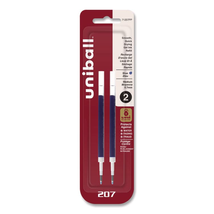 UNI Refill for Signo Gel 207 Pens, Medium Conical Tip, Blue Ink, 2/Pack (UBC71207PP)