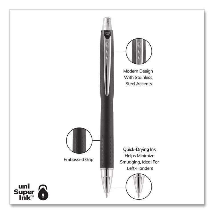 UNI Jetstream Hybrid Gel Pen, Retractable, Bold 1 mm, Black Ink, Black/Silver Barrel (UBC73832) thumbnail 3