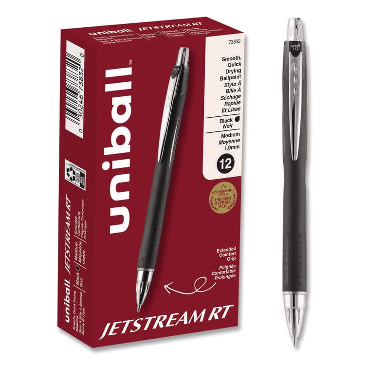 UNI Jetstream Hybrid Gel Pen, Retractable, Bold 1 mm, Black Ink, Black/Silver Barrel (UBC73832)