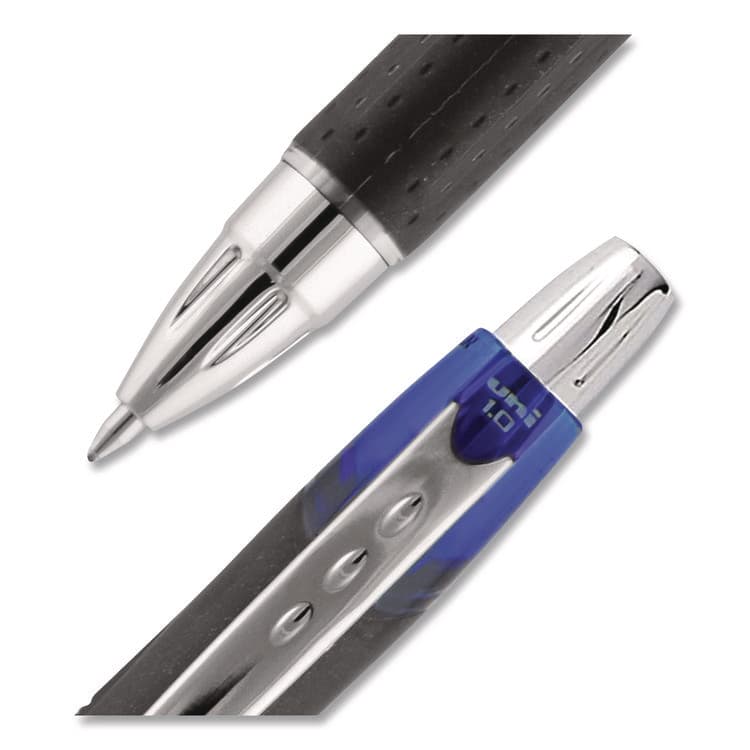 UNI Jetstream Hybrid Gel Pen, Retractable, Bold 1 mm, Blue Ink, Black/Silver/Blue Barrel (UBC73833) thumbnail 2