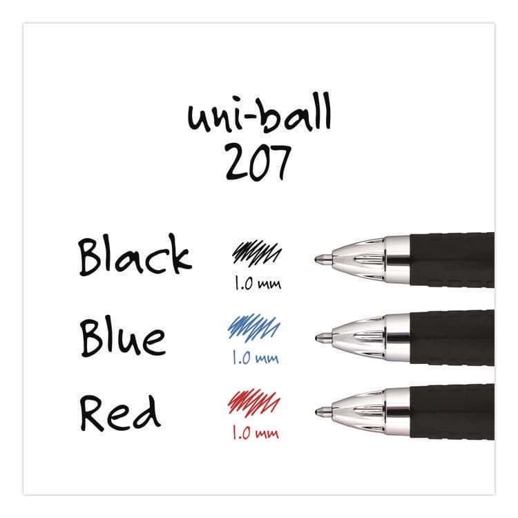 UNI Signo 207 Gel Pen, Retractable, Bold 1 mm, Black Ink, Smoke/Black Barrel, Dozen (UBC1790895) thumbnail 4