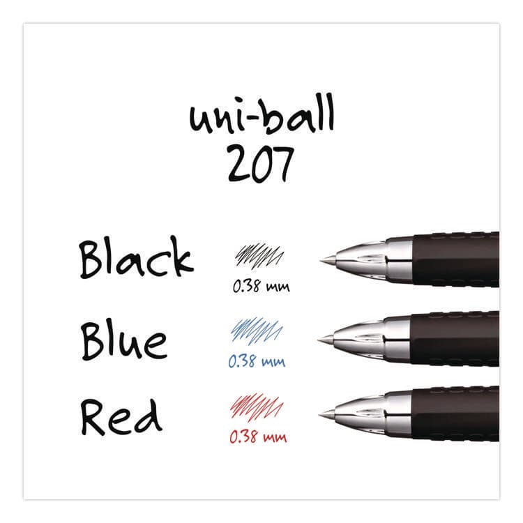 UNI 207 Ultra Micro Gel Pen, Retractable, Ultra-Micro 0.38 mm, Black Ink, Clear/Black Barrel (UBC1790922) thumbnail 3