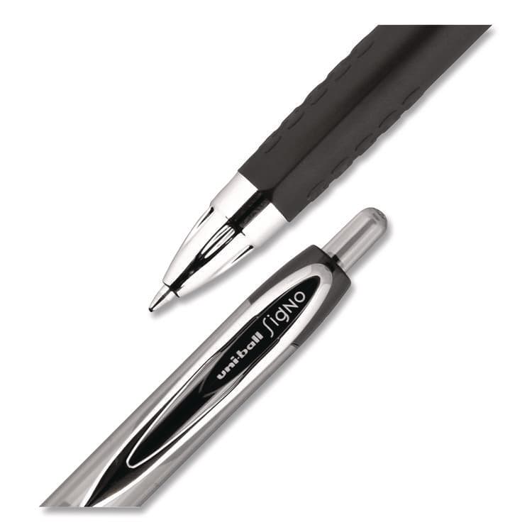 UNI Signo 207 Gel Pen, Retractable, Medium 0.7 mm, Black Ink, Clear/Black Barrel, 5/Pack (UBC1960239) thumbnail 2