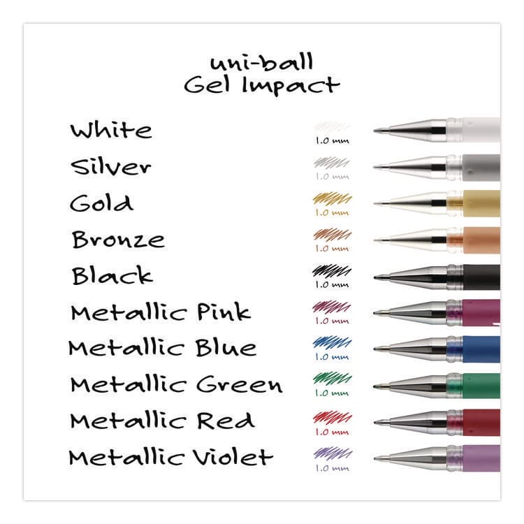 UNI Signo Impact Gel Pen, Stick, Bold 1 mm, Assorted Metallic Ink and Barrel Colors, 3/Pack (UBC1919997) thumbnail 4