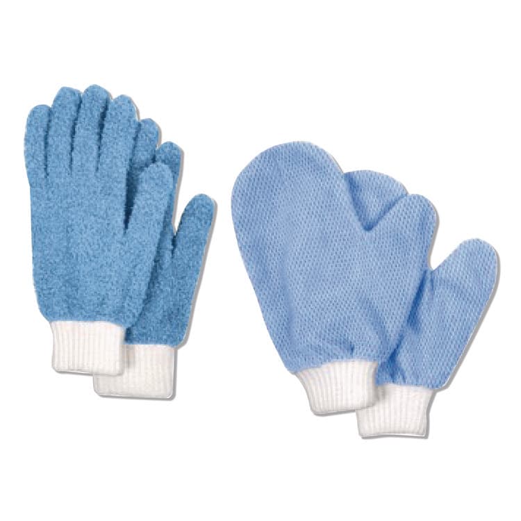 CHAGRINOVATIONS Microfiber Dusting Gloves and Mitts, Blue with White Cuffs, 2 Gloves, 2 Mitts (CH7TU05708)