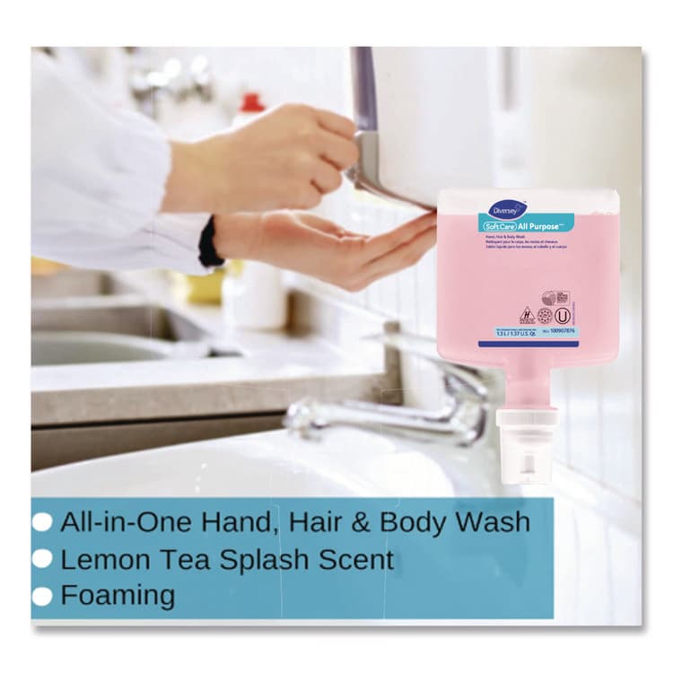 DIVERSEY Soft Care All Purpose Hand, Hair and Body, Lemon Tea Splash Scent, 1.3 L, 6/Carton (DVO100907876) thumbnail 3