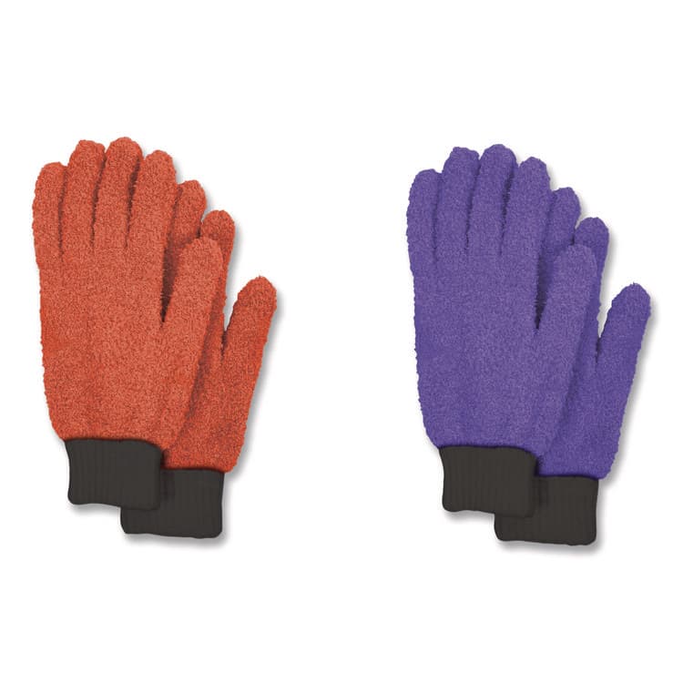 CHAGRINOVATIONS Microfiber Dusting Gloves, 2 Coral Gloves with Black Cuffs, 2 Purple Gloves with Black Cuffs (CH7TU05790)
