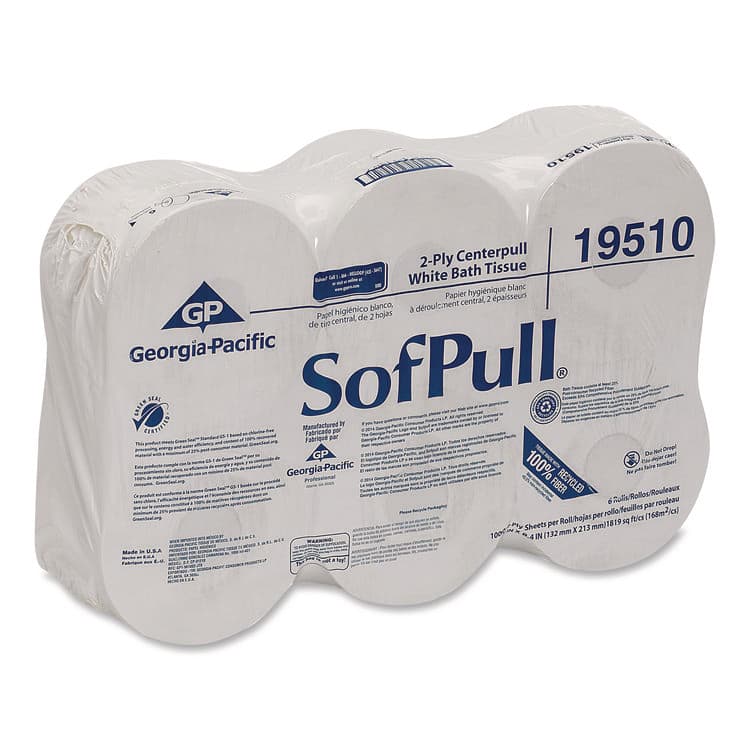 GEORGIA PACIFIC High Capacity Center-Pull Tissue, Septic Safe, 2-Ply, White, 1,000 Sheets/Roll, 6 Rolls/Carton (GPC19510) thumbnail 4