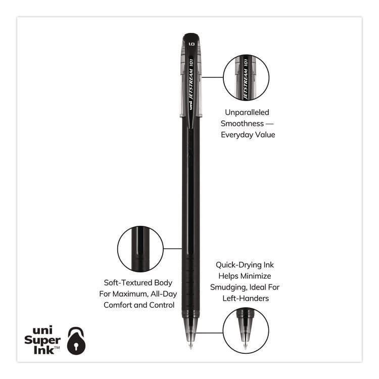 UNI Jetstream 101 Hybrid Gel Pen, Stick, Bold 1 mm, Black Ink, Black Barrel, Dozen (UBC1768011) thumbnail 3